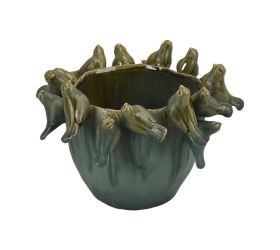 Obal 3d keram.vtáky 29x29x19,5cm tm.zelený