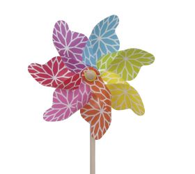 Vrtuľka kvety plast 22x45cm farebná