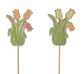 Zápich kytica tulipán drevo oranž/žltý mix s/16 7,5cm