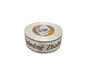 Smútočná stuha „Posledné zbohom“, ecru-čierna, šírka 3 cm, dĺžka 20 yardov