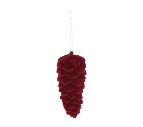 Záves šiška zamat plast 6 × 12 cm červená