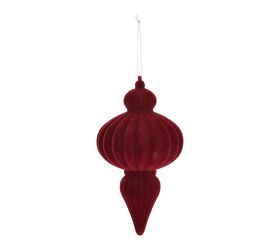 Záves ornament zamat plast 15cm červený