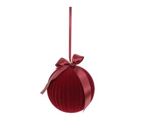 Záves guľa zamat plast 20 cm červená