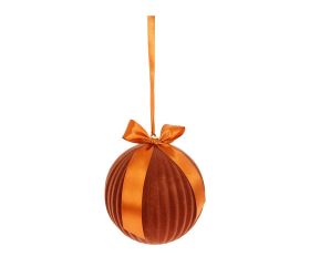 Záves guľa zamat plast 20 cm oranžová