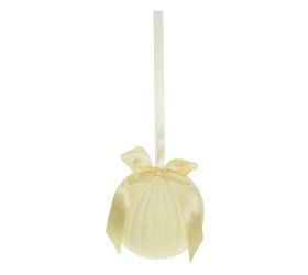Záves guľa zamat plast 20 cm svetlo krém