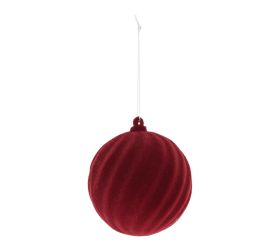 Záves guľa zamat plast 8cm červená