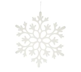 Záves vločka zamat plast 39cm biela