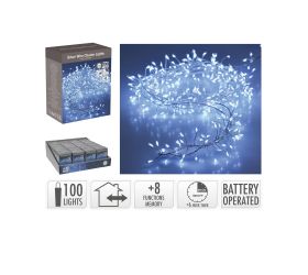 Led100 silver drôt w/bat/iner,out/8funk/časovač/