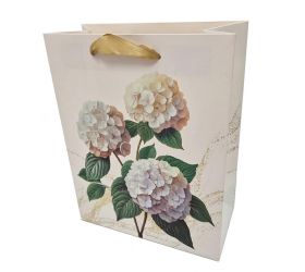 Agb1029303wk taška pap. darč v25x20+10cm romantic white hydrangeas