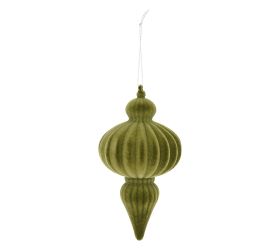 Záves ornament zamat plast 15cm zelený