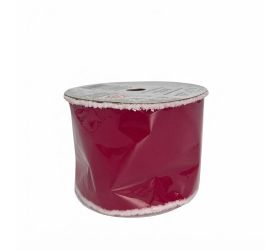 Stuha 10cm/10y zamat červený /biely lem