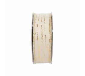 Stuha 3,8cm/10y krém zlatý pásik