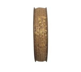 Stuha vianočná vločka 0,6 cm, 25 m zlatá