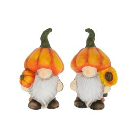 Škriatok s tekv.čiapkou s kvetom mix/2 keramický oranžový 12,5 × 10,5 × 20,5 cm