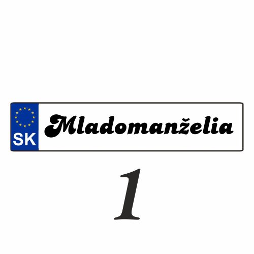 Svadobná ŠPZ Mladomanželia – SPZ 1