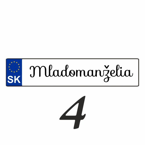 Svadobná ŠPZ Mladomanželia – SPZ 4