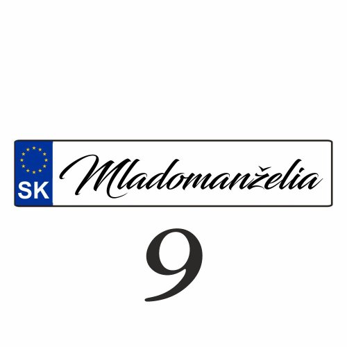 Svadobná ŠPZ Mladomanželia – SPZ 9
