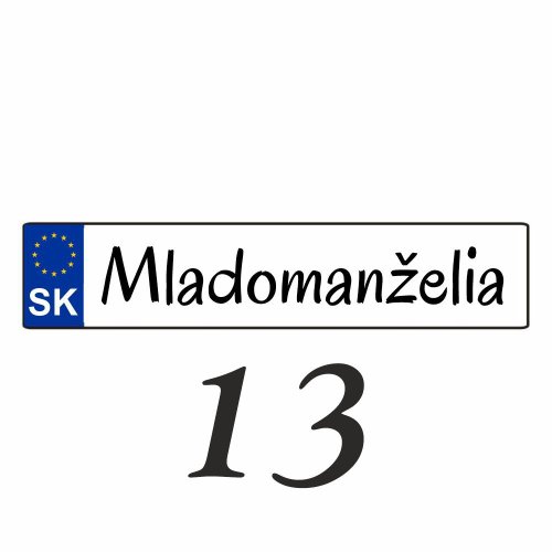 Svadobná ŠPZ Mladomanželia – SPZ 13