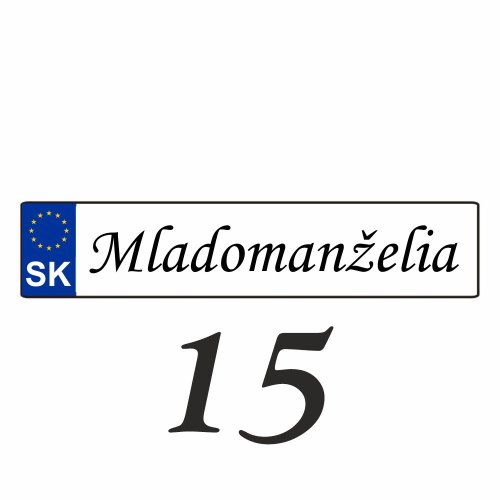 Svadobná ŠPZ Mladomanželia – SPZ 15