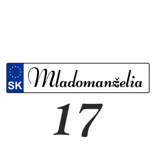 Svadobná ŠPZ Mladomanželia – SPZ 17