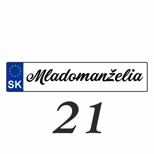 Svadobná ŠPZ Mladomanželia – SPZ 21