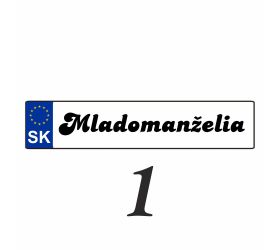 Svadobná ŠPZ Mladomanželia - SPZ 1