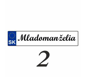 Svadobná ŠPZ Mladomanželia - SPZ 2