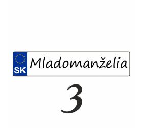 Svadobná ŠPZ Mladomanželia - SPZ 3
