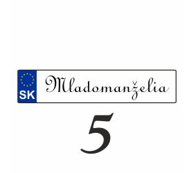 Svadobná ŠPZ Mladomanželia - SPZ 5