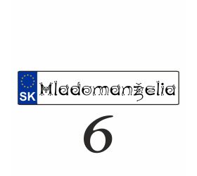 Svadobná ŠPZ Mladomanželia - SPZ 6