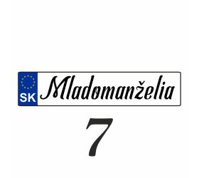 Svadobná ŠPZ Mladomanželia - SPZ 7