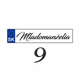 Svadobná ŠPZ Mladomanželia - SPZ 9