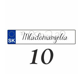 Svadobná ŠPZ Mladomanželia - SPZ 10