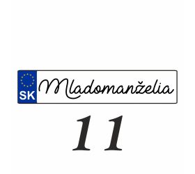 Svadobná ŠPZ Mladomanželia - SPZ 11