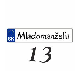 Svadobná ŠPZ Mladomanželia - SPZ 13
