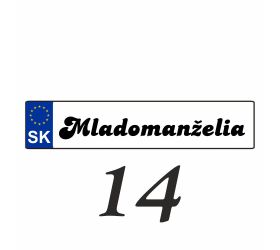 Svadobná ŠPZ Mladomanželia - SPZ 14