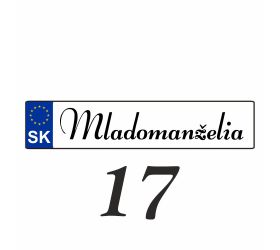 Svadobná ŠPZ Mladomanželia - SPZ 17