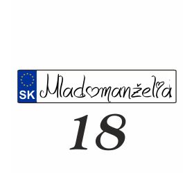 Svadobná ŠPZ Mladomanželia - SPZ 18