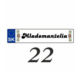 Svadobná ŠPZ Mladomanželia - SPZ 22